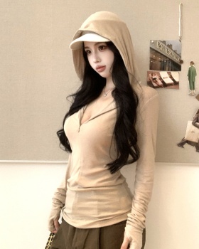 Autumn hooded tops slim thin cardigan for women
