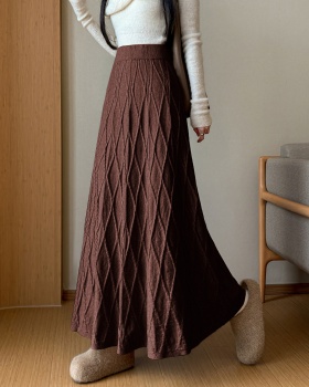 Korean style A-line skirt big skirt knitted long skirt