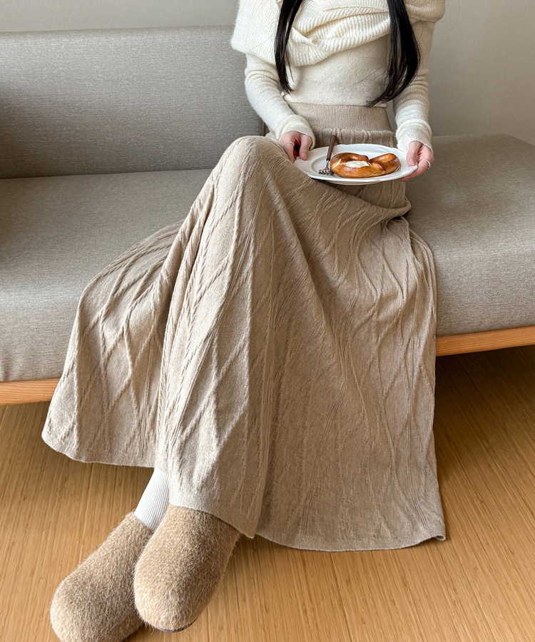 Korean style A-line skirt big skirt knitted long skirt
