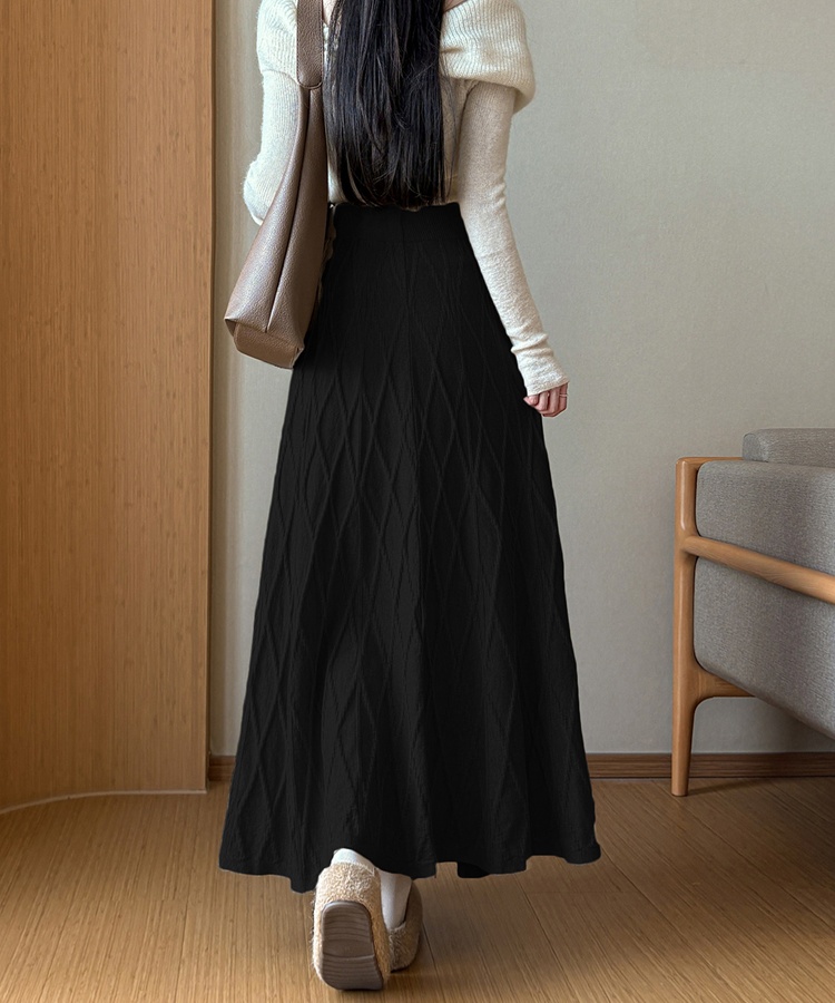 Korean style A-line skirt big skirt knitted long skirt
