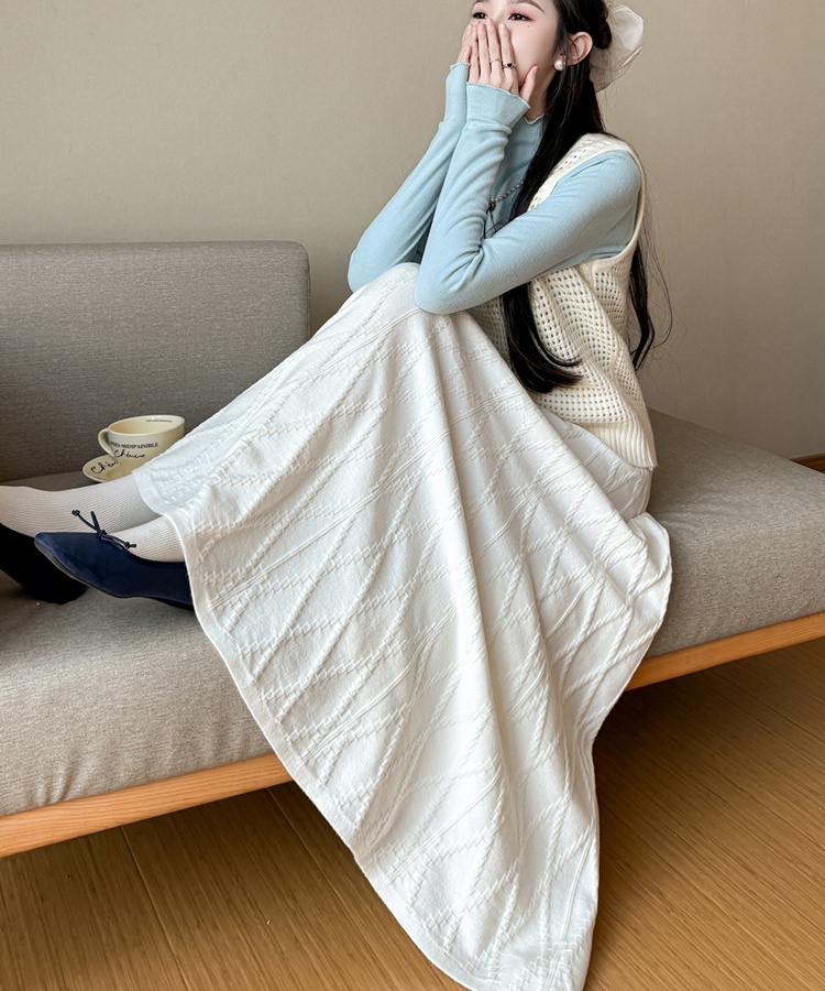 Korean style A-line skirt big skirt knitted long skirt