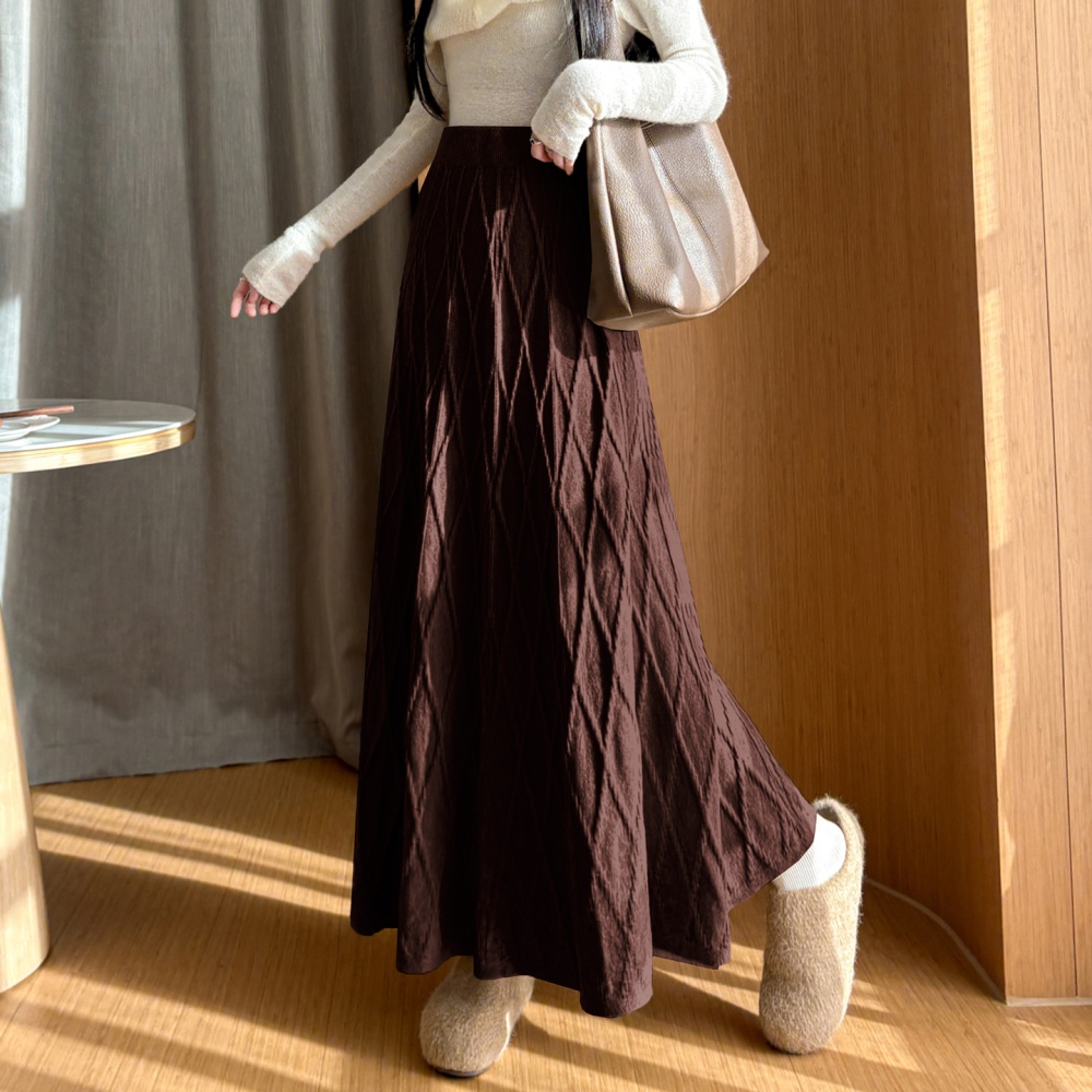 Korean style A-line skirt big skirt knitted long skirt