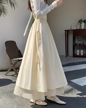 High waist slim skirt lace long dress for women