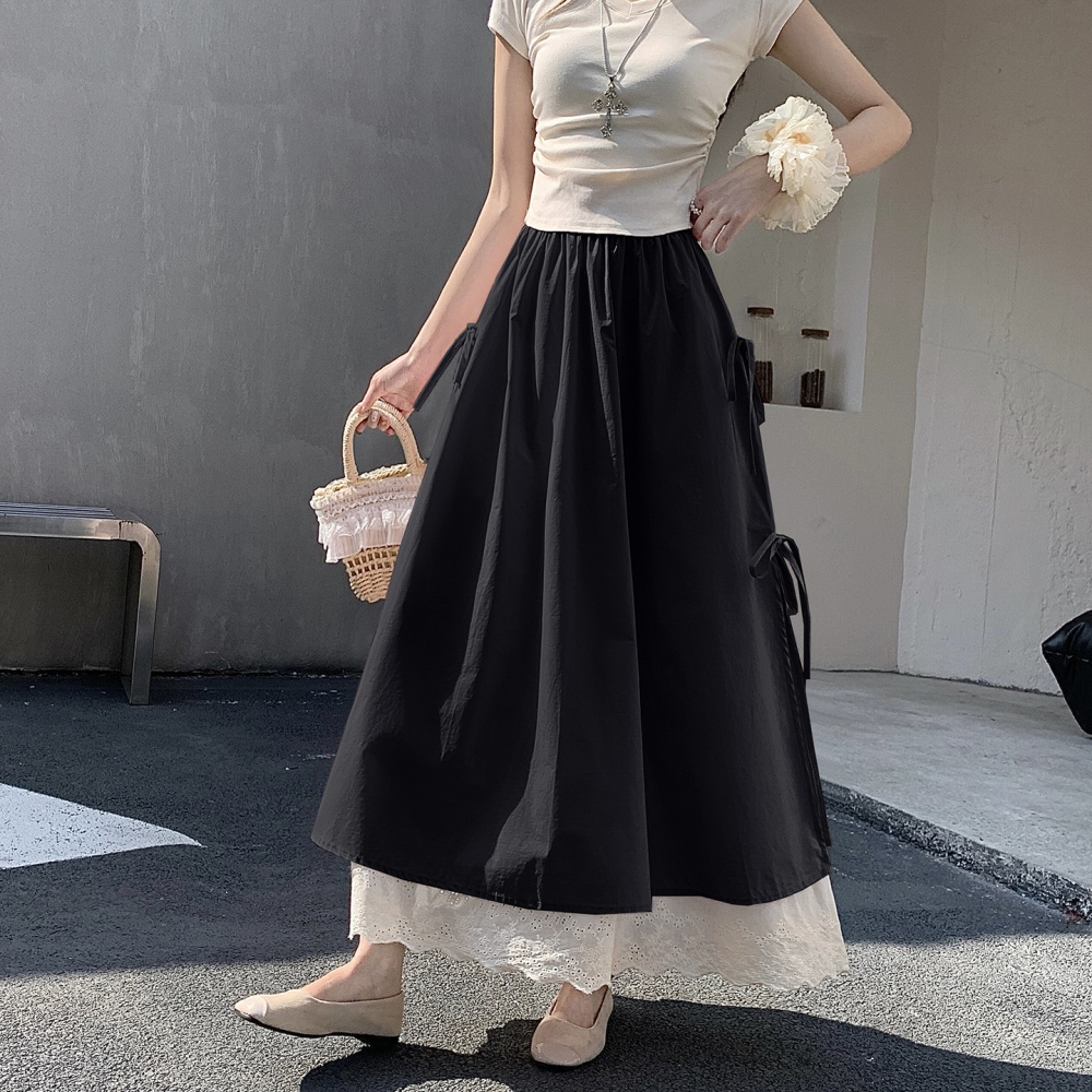 High waist slim skirt lace long dress for women