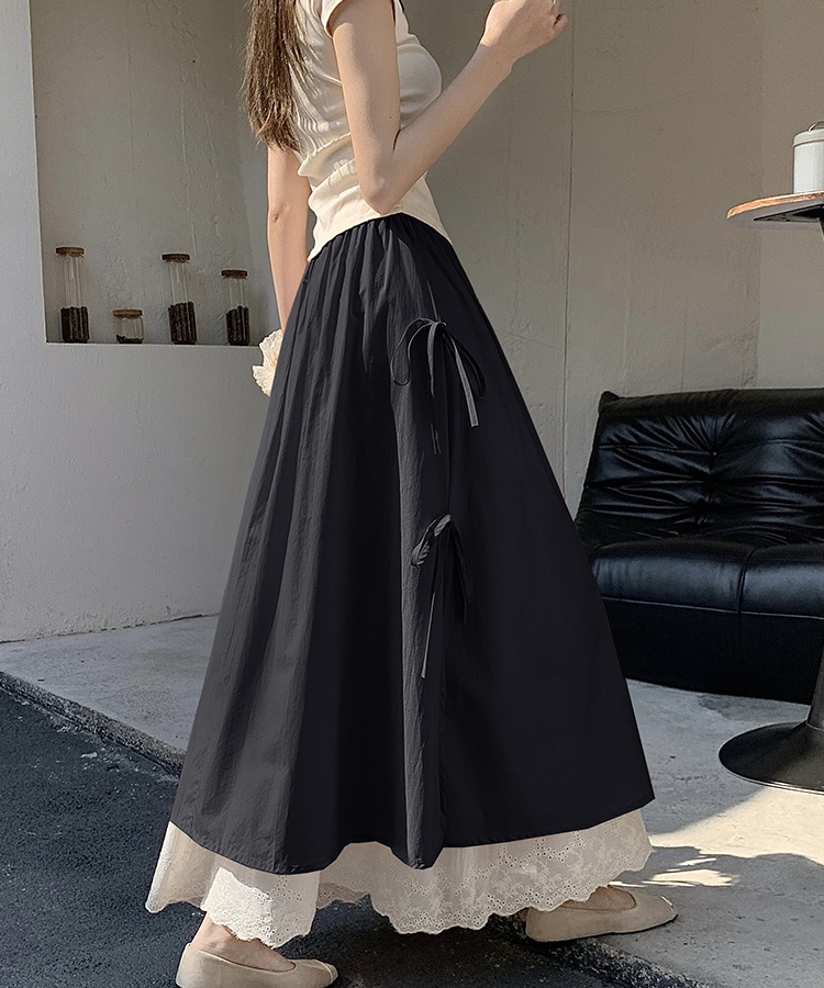 High waist slim skirt lace long dress for women