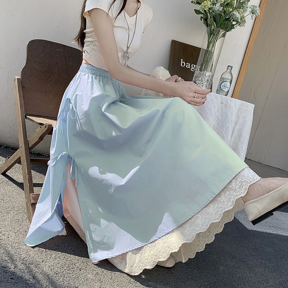 High waist slim skirt lace long dress for women