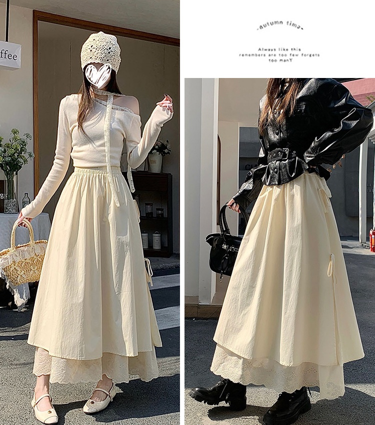 High waist slim skirt lace long dress for women