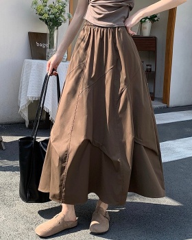 Long Korean style fold spring and summer skirt for women