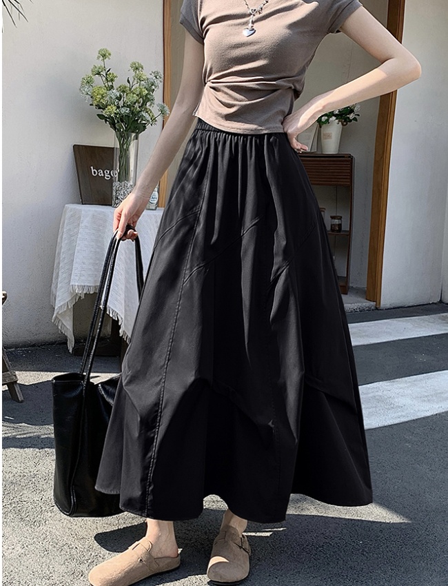 Long Korean style fold spring and summer skirt for women