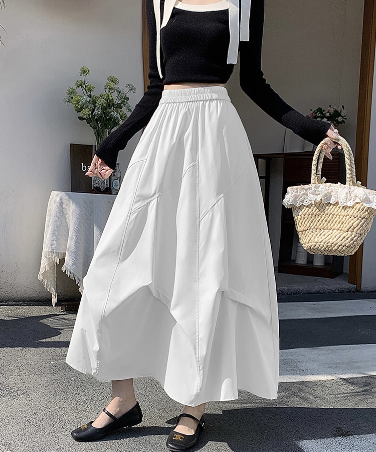 Long Korean style fold spring and summer skirt for women