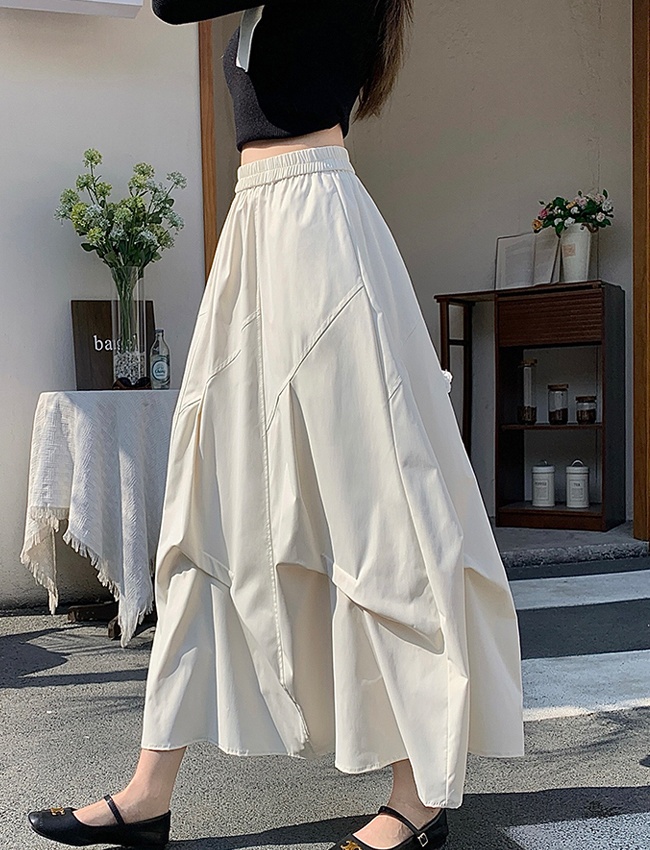 Long Korean style fold spring and summer skirt for women