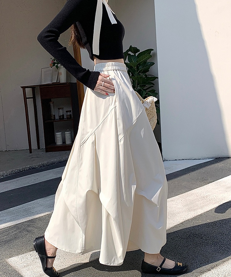 Long Korean style fold spring and summer skirt for women