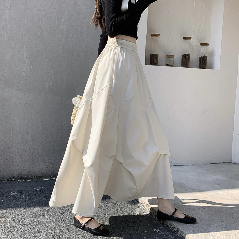 Long Korean style fold spring and summer skirt for women
