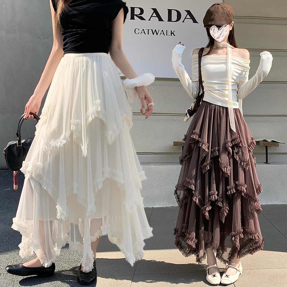 Spring and summer thick and disorderly cake gauze skirt