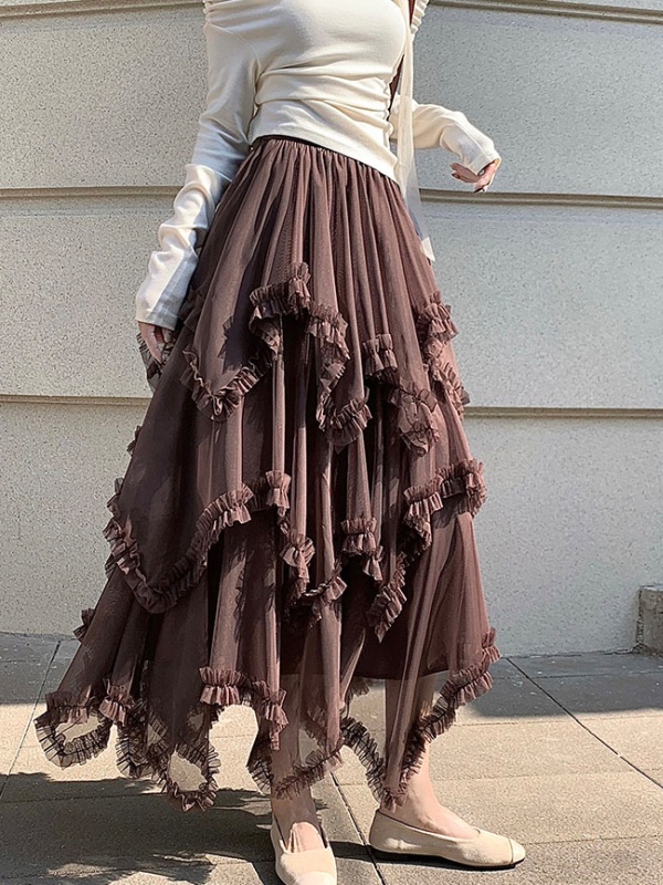 Spring and summer thick and disorderly cake gauze skirt
