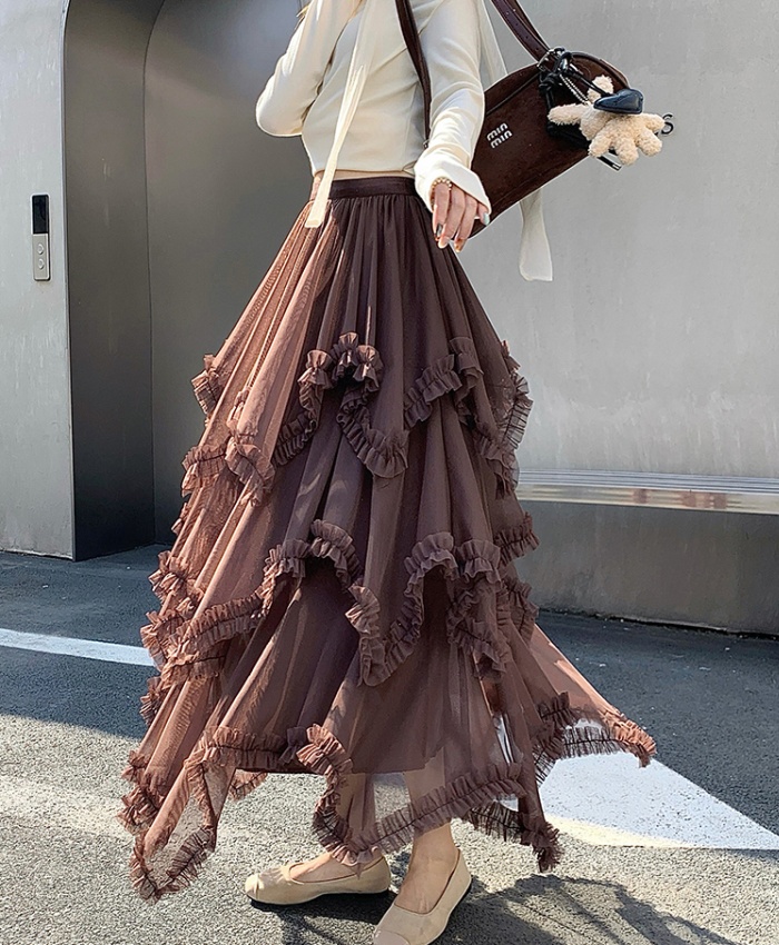 Spring and summer thick and disorderly cake gauze skirt