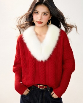 Thick pullover tops knitted sweater for women