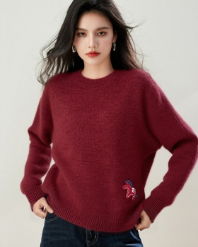 Lazy pullover cartoon tops pony short sweater