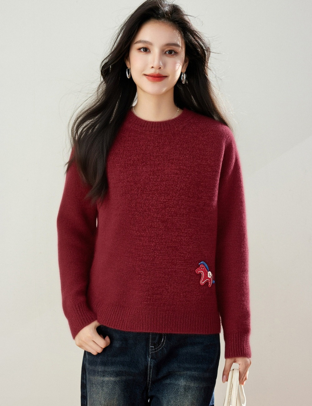Lazy pullover cartoon tops pony short sweater