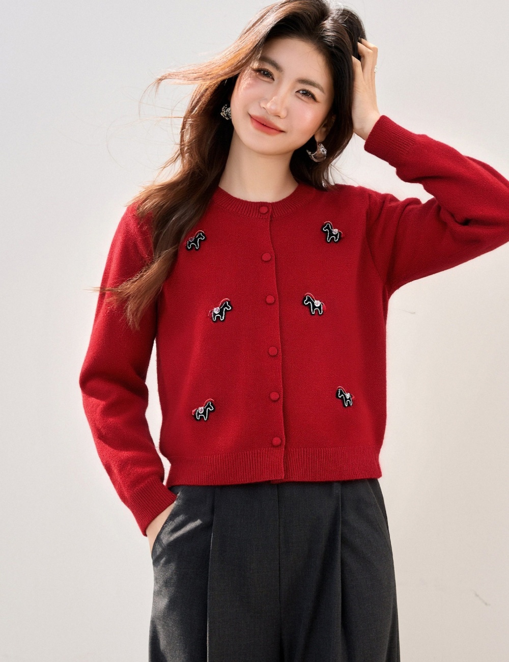 Knitted pony tops loose spring sweater for women