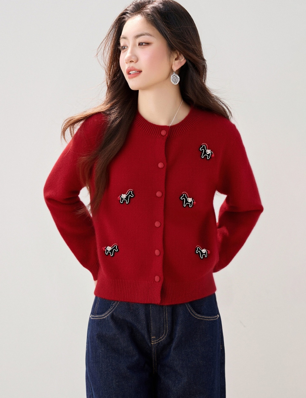 Knitted pony tops loose spring sweater for women