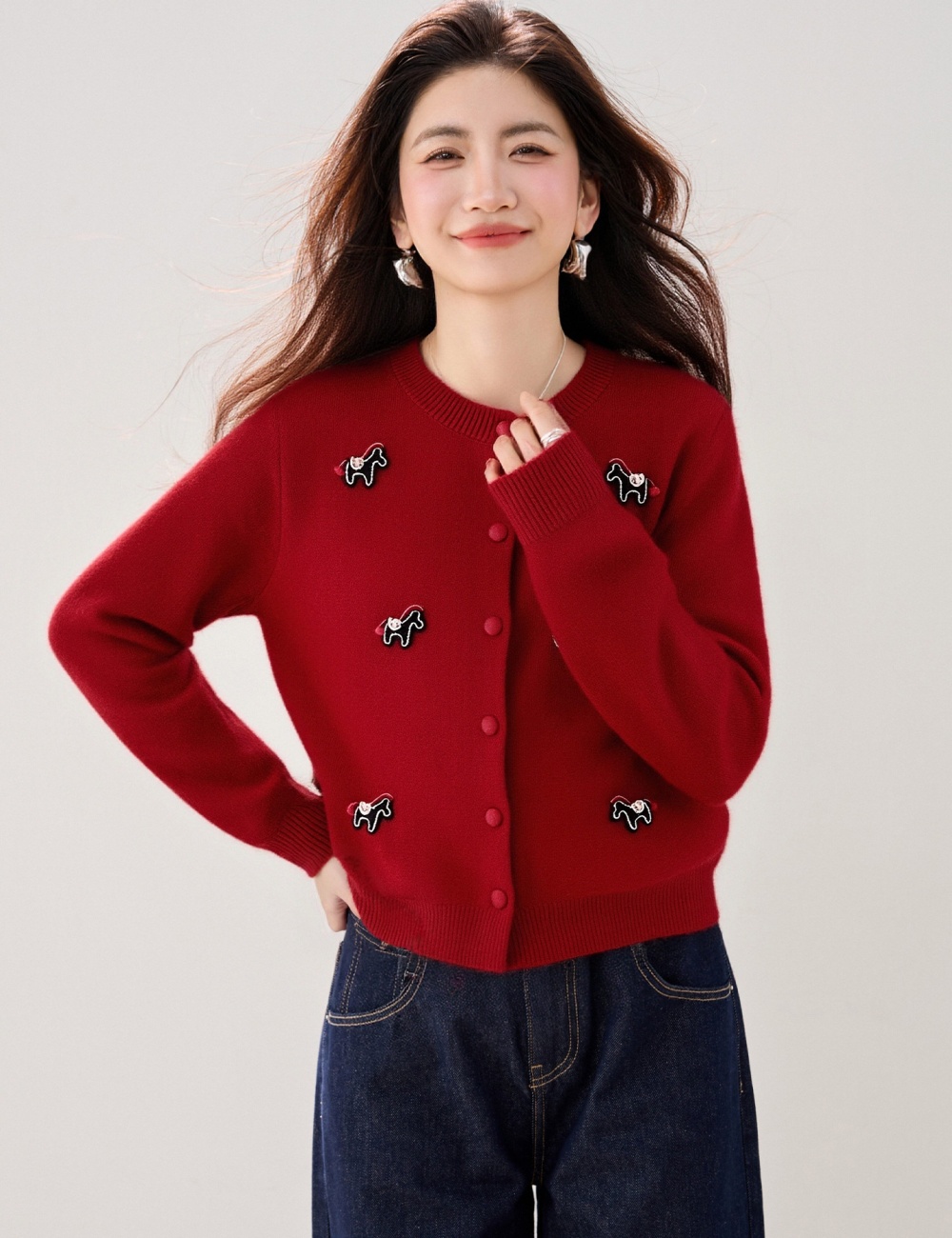 Knitted pony tops loose spring sweater for women