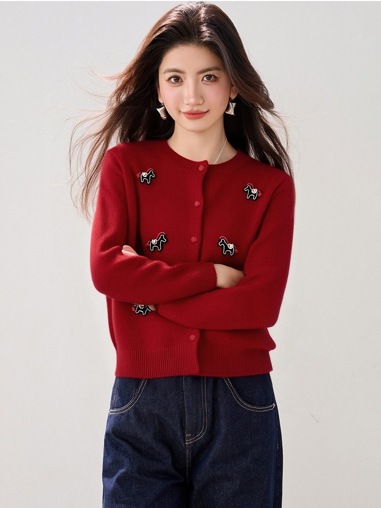Knitted pony tops loose spring sweater for women
