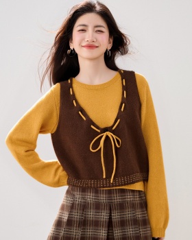 Knitted waistcoat sweater 2pcs set for women