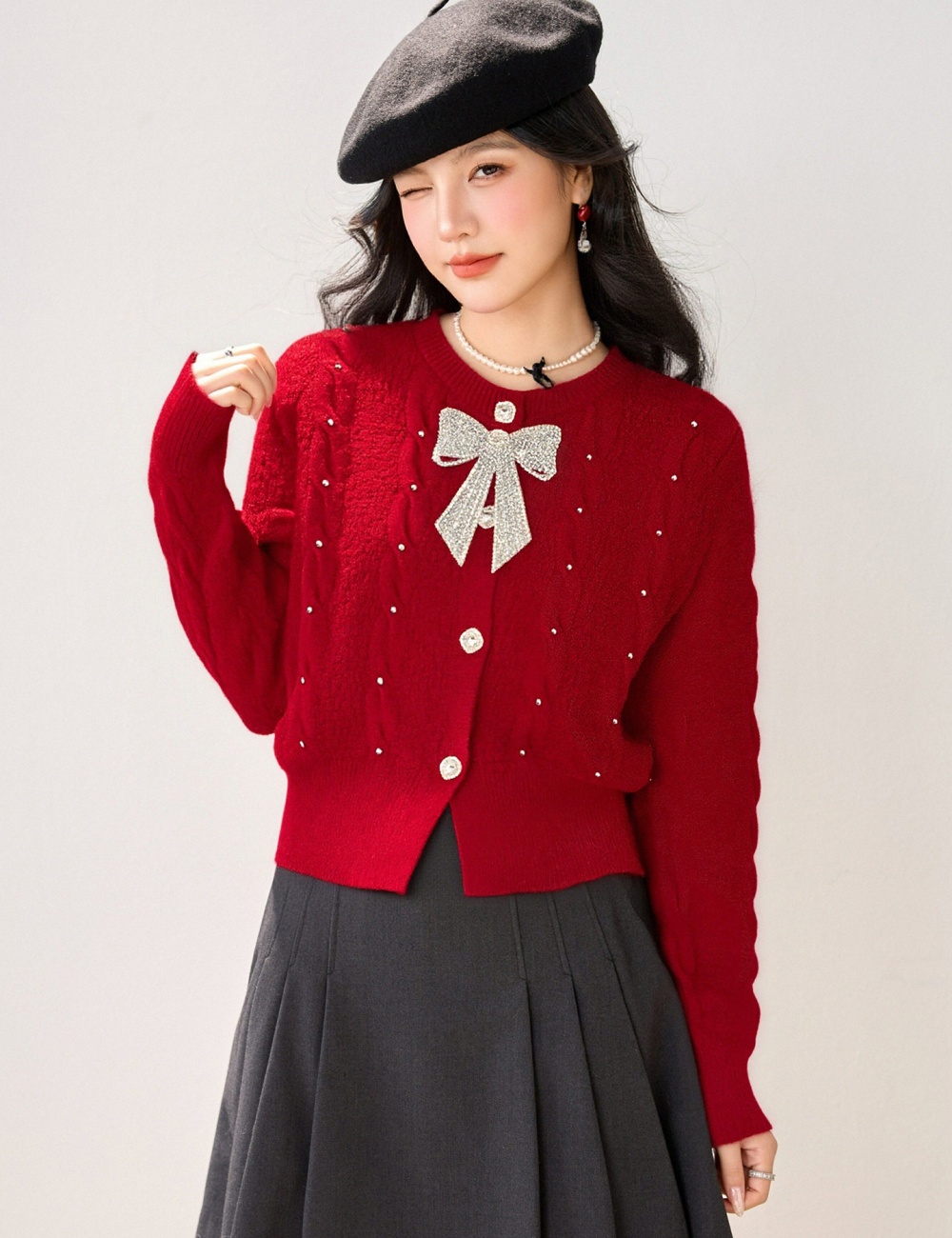 Short chanelstyle coat beading sweater for women