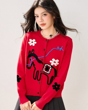 Pony stereoscopic cardigan slim unique tops for women