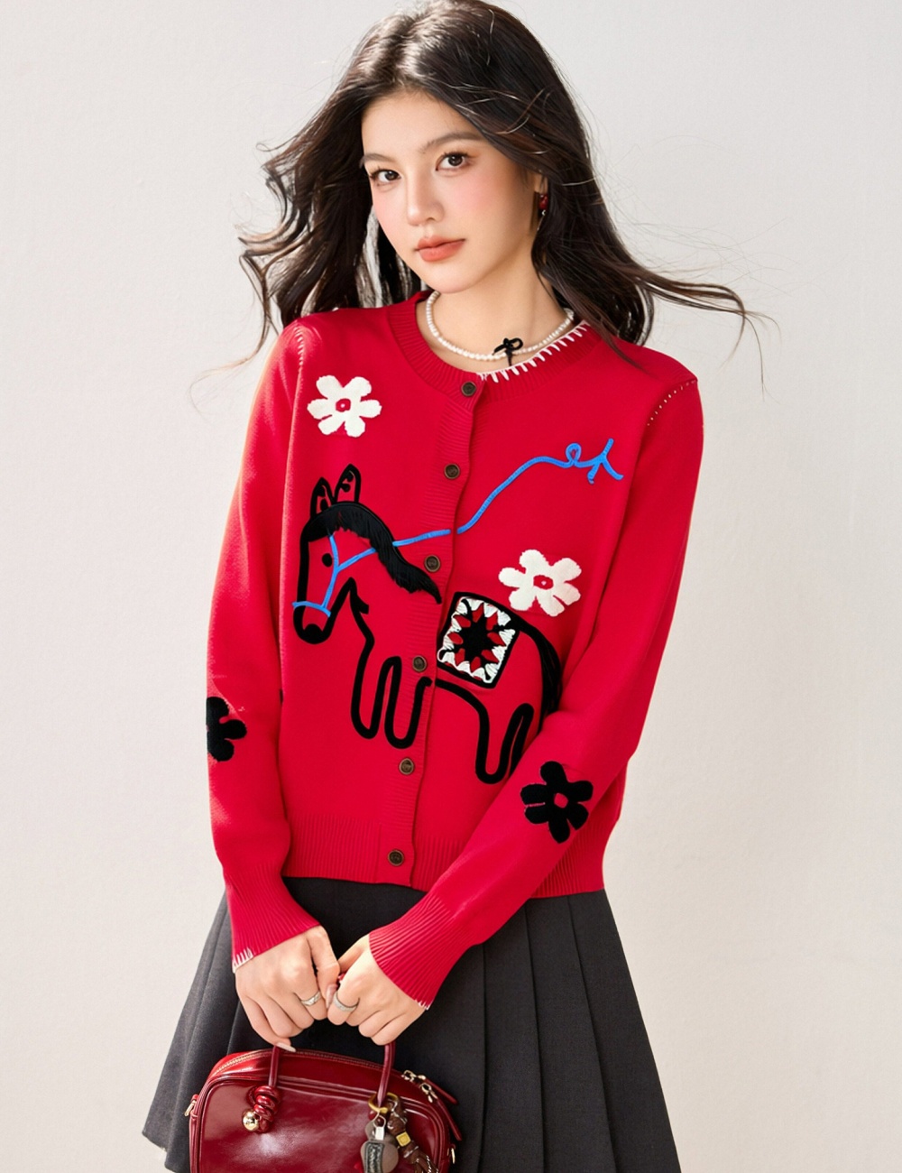 Pony stereoscopic cardigan slim unique tops for women