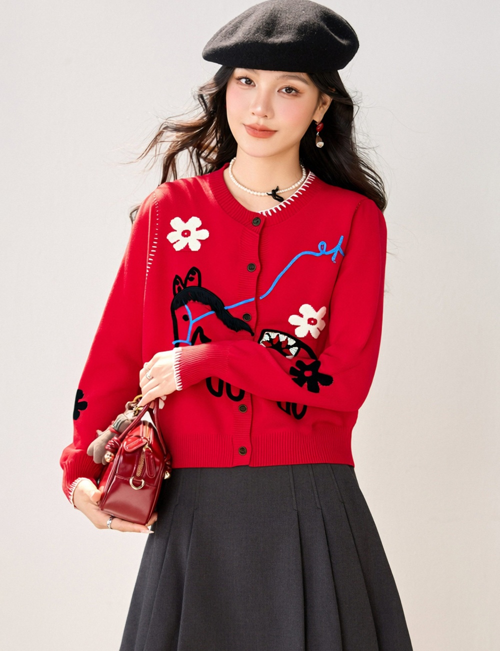 Pony stereoscopic cardigan slim unique tops for women