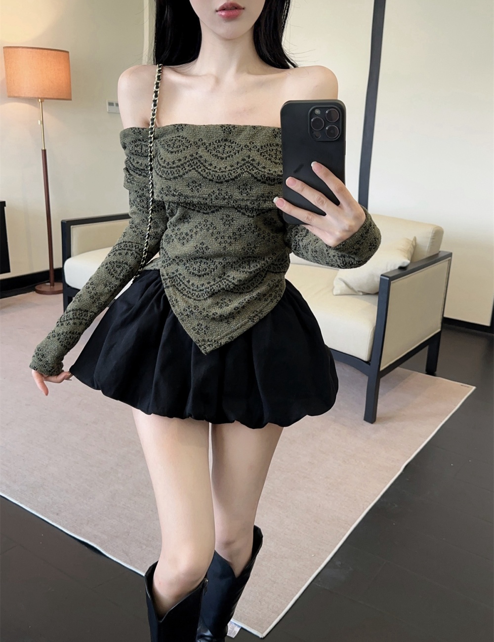 Halter tops enticement bud skirt 2pcs set for women