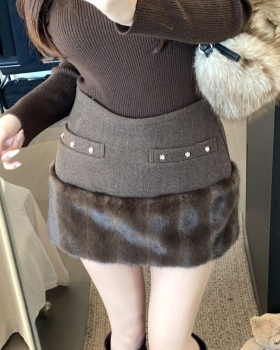 Casual high waist elmo winter short A-line skirt for women