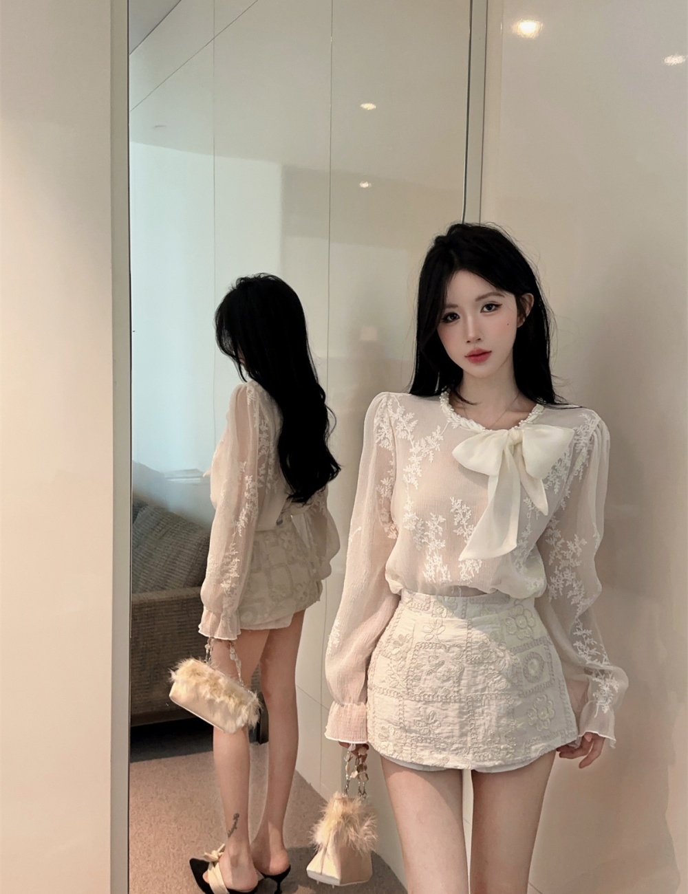 France style short skirt shirt a set for women