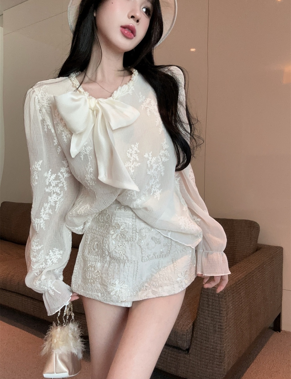 France style short skirt shirt a set for women