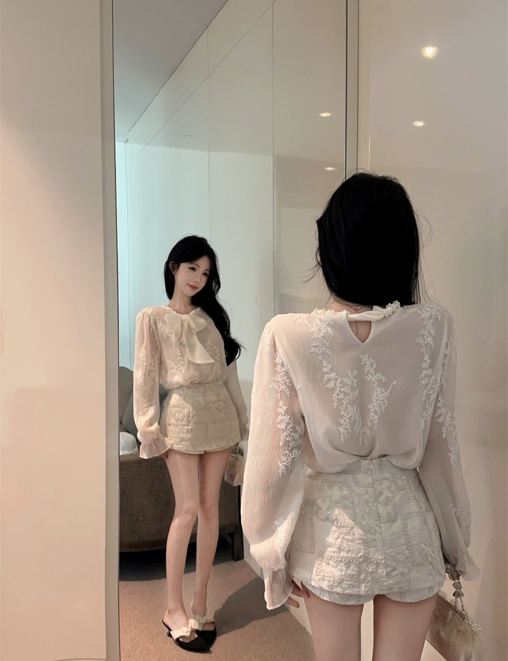 France style short skirt shirt a set for women