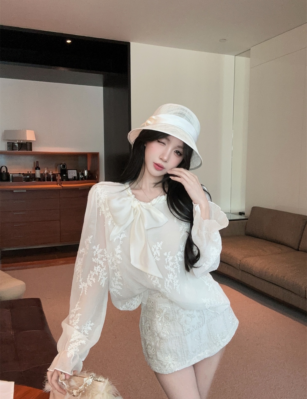 France style short skirt shirt a set for women