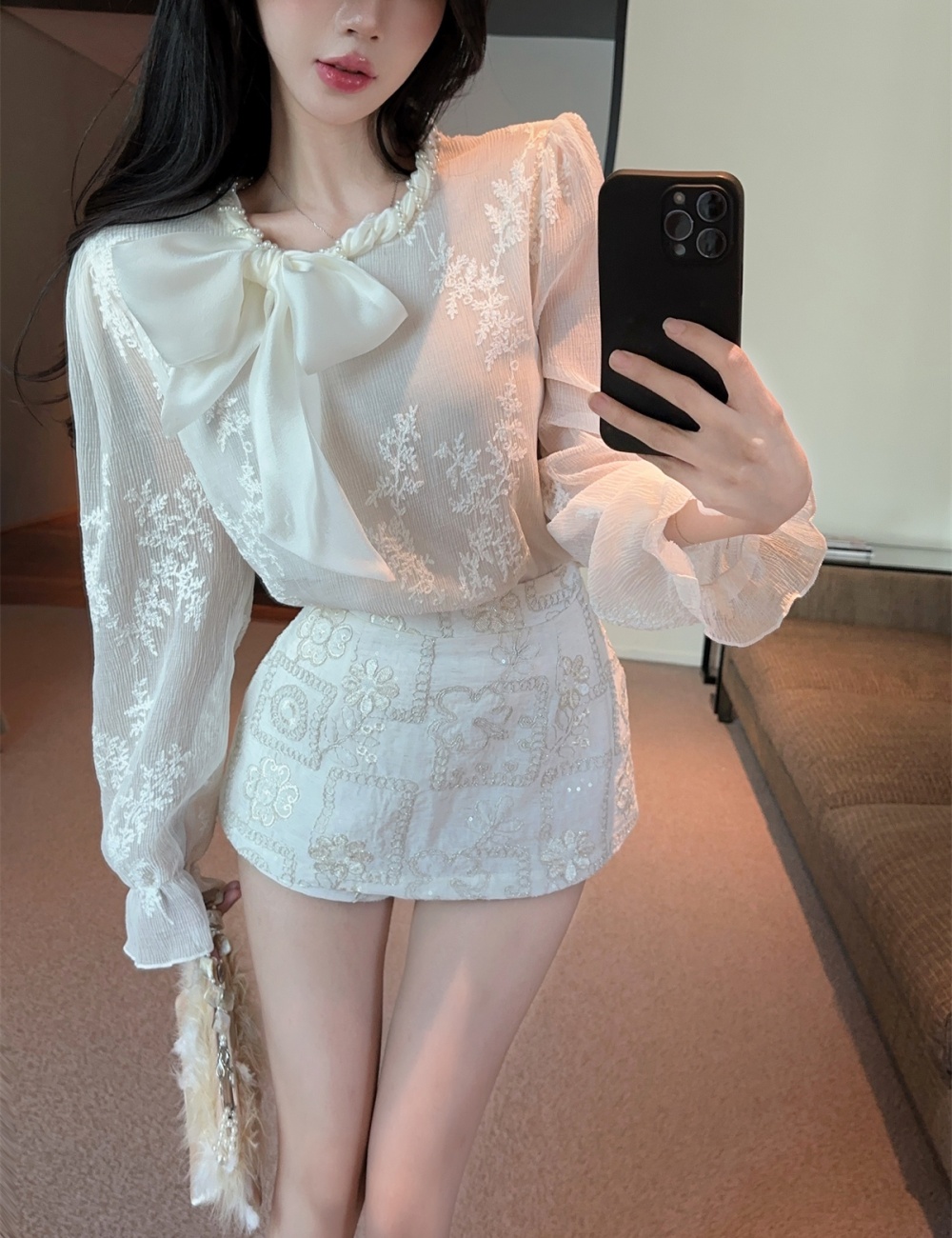 France style short skirt shirt a set for women