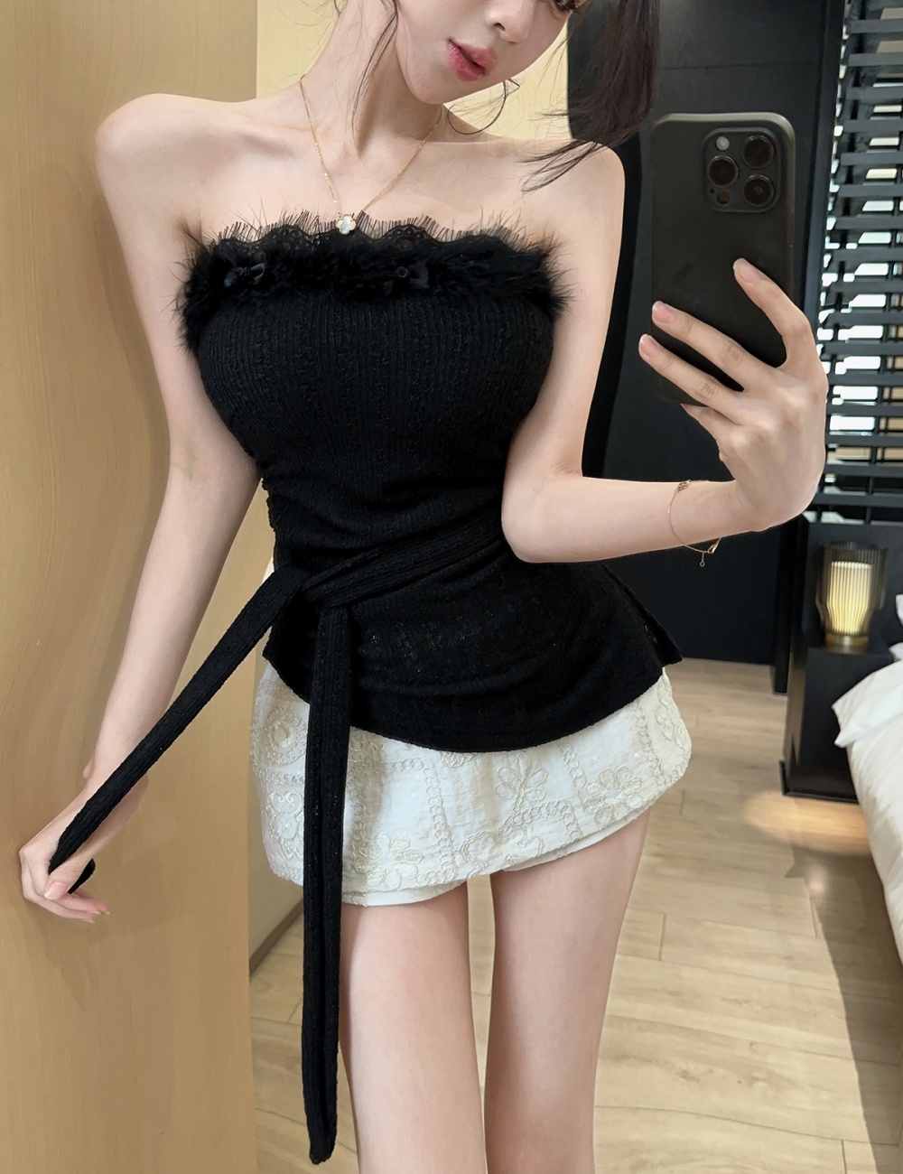 Tender bandage stitching enticement lace tops