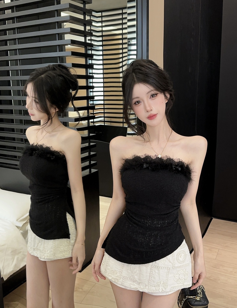 Tender bandage stitching enticement lace tops