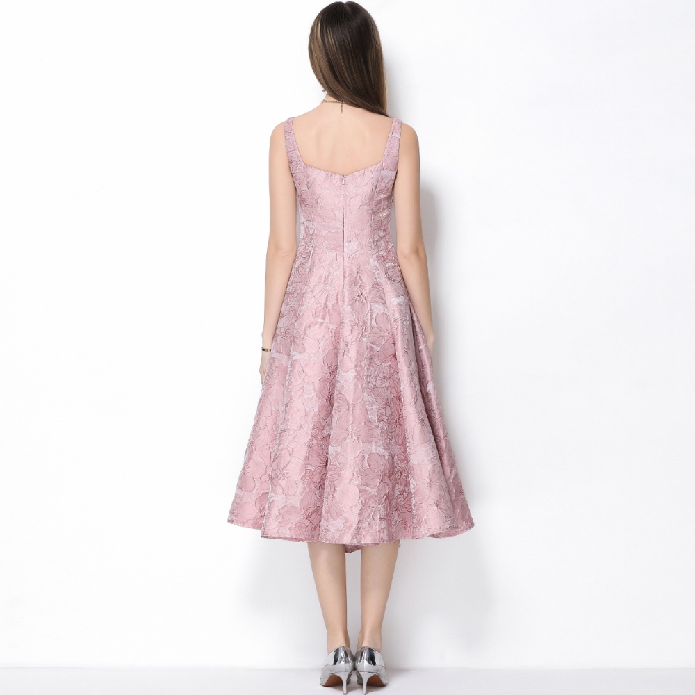 Pinched waist formal dress jacquard long dress for women