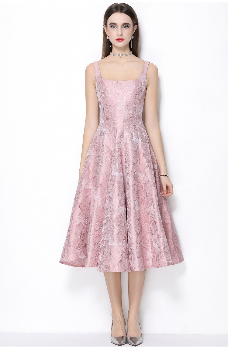 Pinched waist formal dress jacquard long dress for women