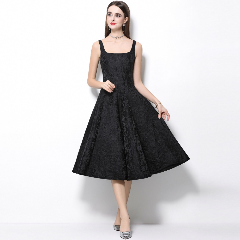 Elegant pinched waist temperament dress for women