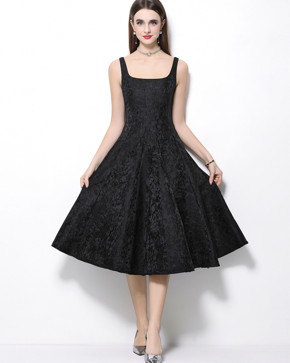 Elegant pinched waist temperament dress for women