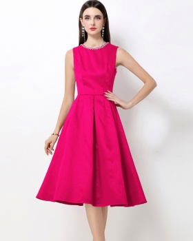 France style round neck Hepburn style dress for women