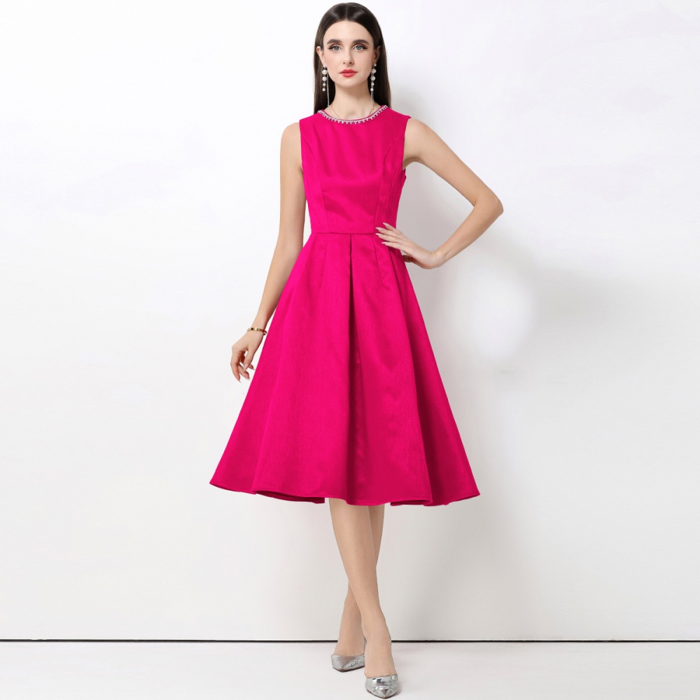 France style round neck Hepburn style dress for women