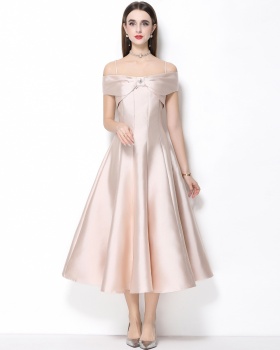 Pinched waist dress slim long dress for women