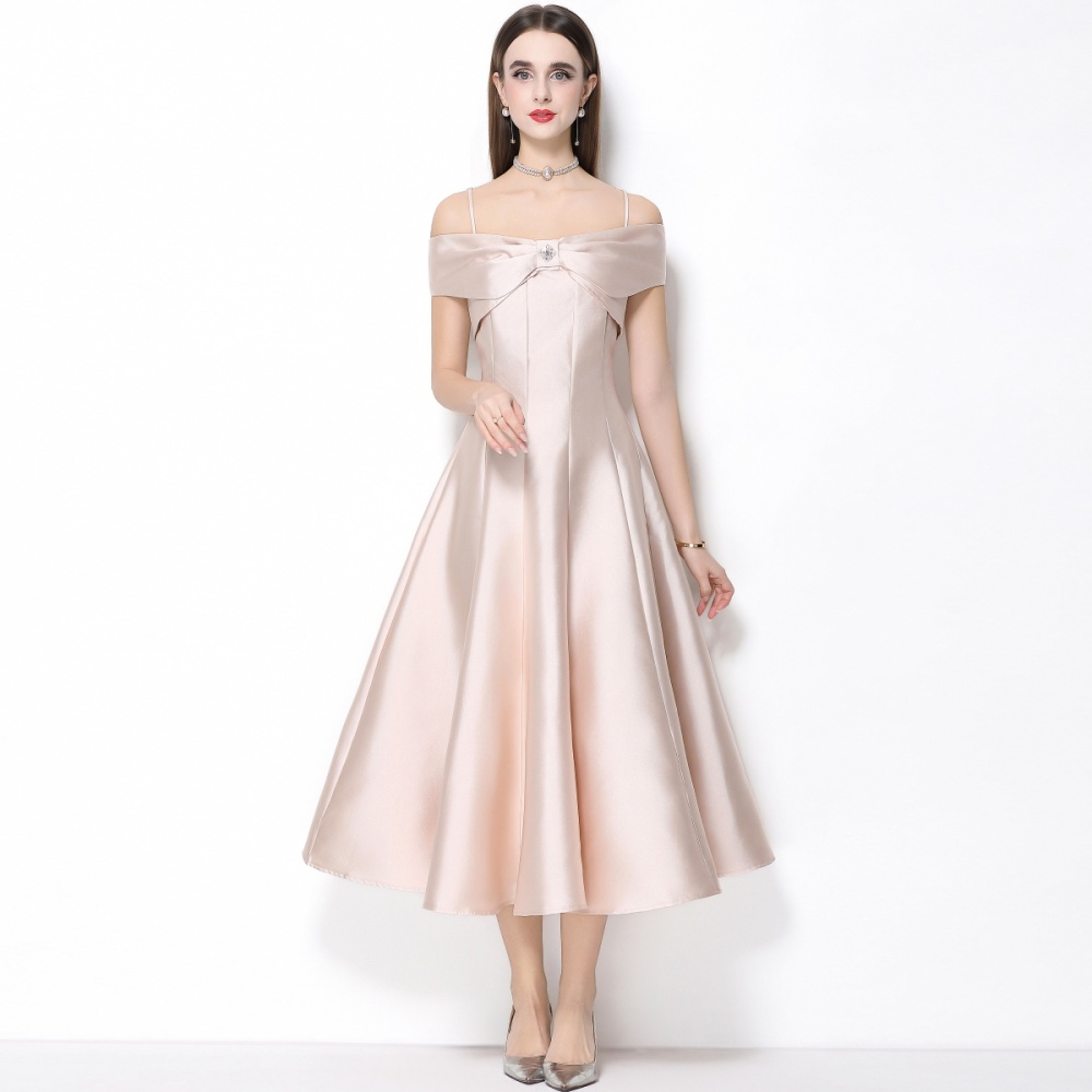 Pinched waist dress slim long dress for women