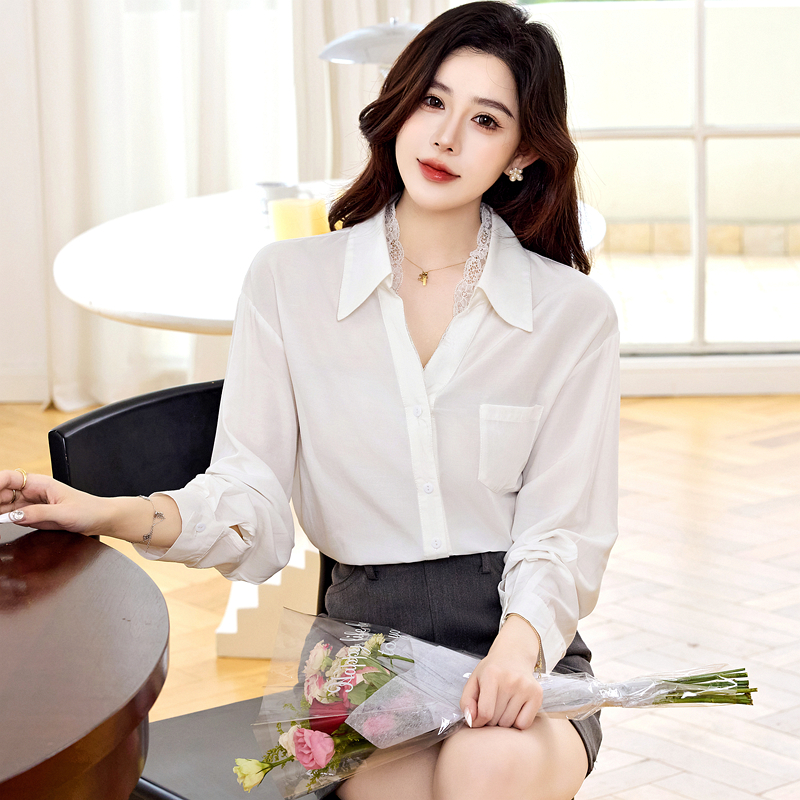 Pseudo-two Casual tops loose spring shirt for women